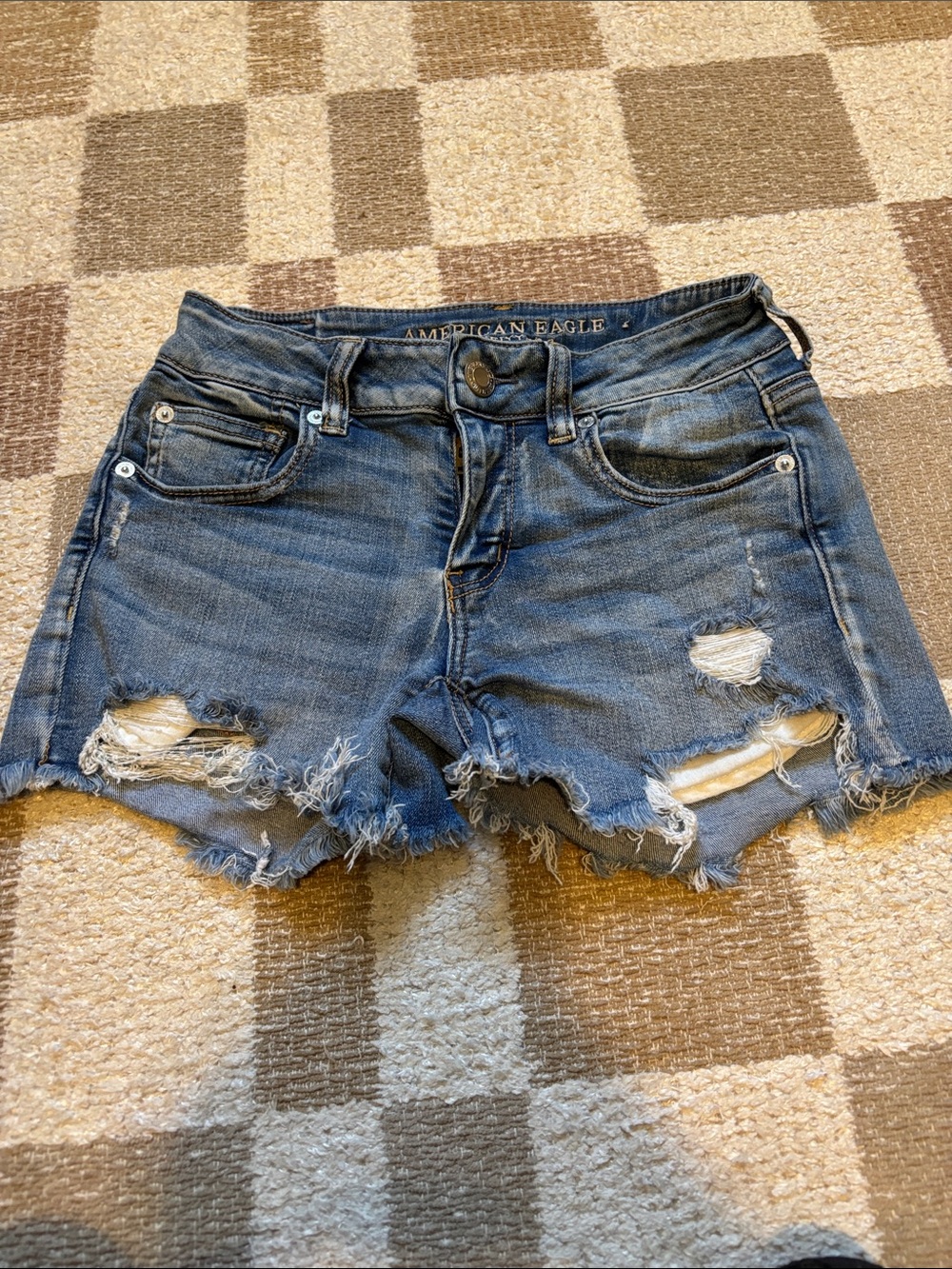 American Eagle Outfitters Ripped Dark Blue Denim Cutoff Shorts